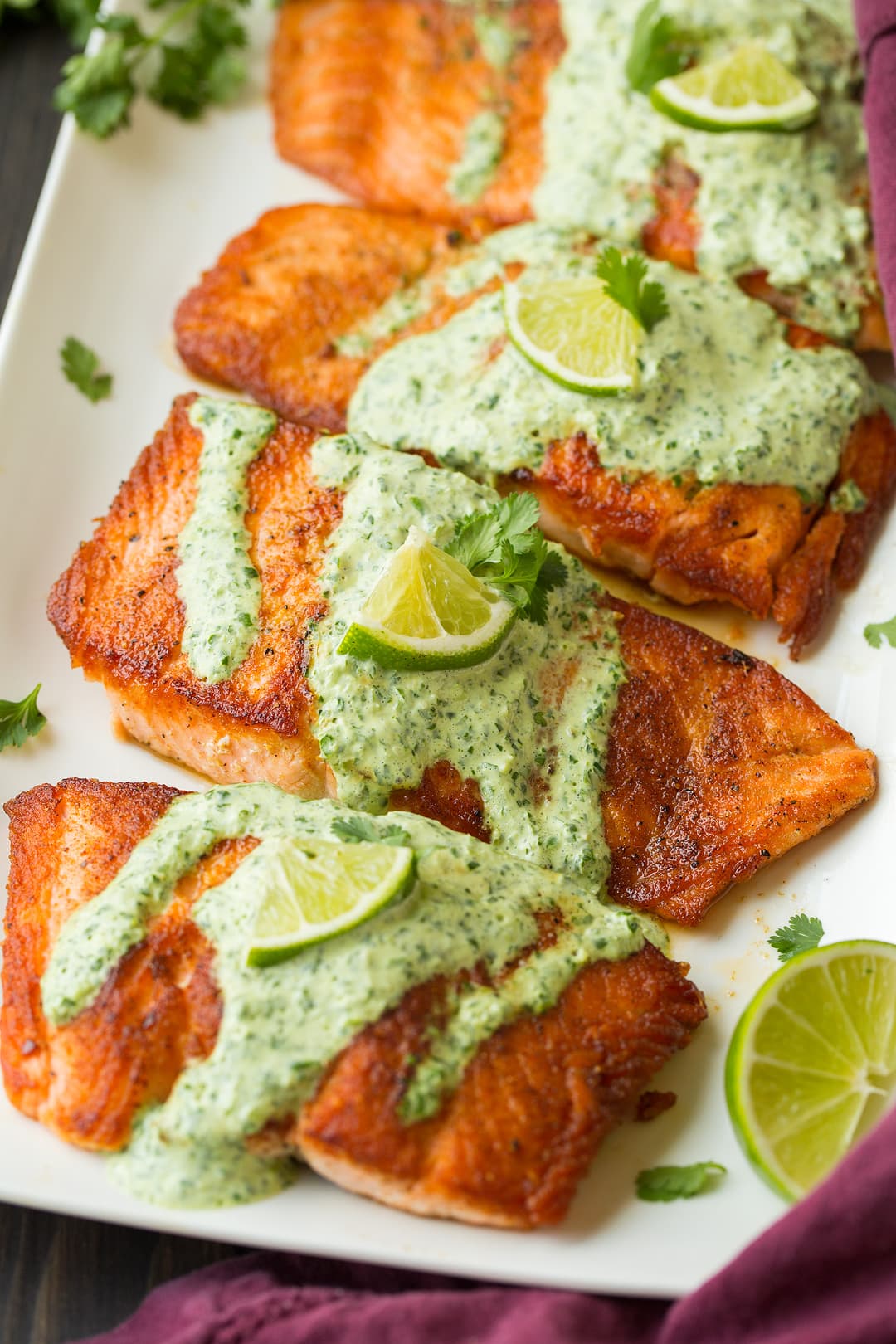 Healthy Weeknight Hero: Skillet Salmon with Creamy Cilantro Lime Sauce